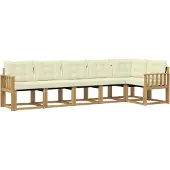 vidaXL Outdoor-Sofagarnitur mit Kissen 6 pcs Weiß und Creme
