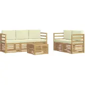 vidaXL Outdoor-Sofagarnitur 6 stk. Weiß und Creme Polyester