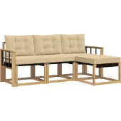 vidaXL Outdoor-Sofagarnitur 4 Stk. Weiß und Beige