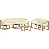 vidaXL Outdoor-Sofagarnitur mit Kissen 8 pcs Weiß und Creme