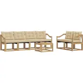 vidaXL Outdoor-Sofagarnitur 7 Stk. Weiß und Beige