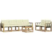 vidaXL Outdoor-Sofagarnitur 7 stk. Weiß und Creme