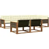 vidaXL Outdoor-Sofagarnitur 7 Stk. Natur und Creme