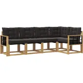 vidaXL Outdoor-Sofagarnitur 5 Stk. Weiß und Schwarz