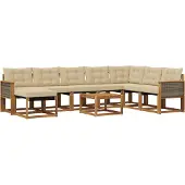 vidaXL Outdoor-Sofagarnitur 9 stk. Natur und Beige