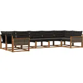 vidaXL Outdoor-Sofagarnitur 7 Stk. Natürlich und Schwarz