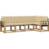 vidaXL Outdoor-Sofagarnitur mit Kissen 5 pcs Weiß und Beige