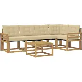 vidaXL Outdoor-Sofagarnitur 6 stk. Weiß und Beige