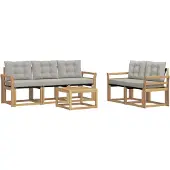vidaXL Outdoor-Sofagarnitur mit Kissen 6 pcs Weiß und Hellgrau