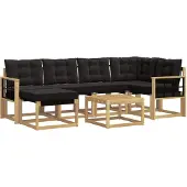 vidaXL Outdoor-Sofagarnitur 7 stk. Weiß und Schwarz