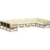 vidaXL Outdoor-Sofagarnitur 10 stk. Weiß und Creme