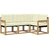 vidaXL Outdoor-Sofagarnitur 4 Stk. Weiß und Creme