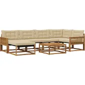 vidaXL Outdoor-Sofagarnitur 7 pcs Natur und Beige Massivholz Akazie