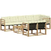 vidaXL Outdoor-Sofagarnitur 9 stk. Weiß und Creme