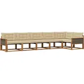 vidaXL Outdoor-Sofagarnitur mit Kissen 6 pcs Natur und Beige