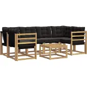 vidaXL Outdoor-Sofagarnitur 7 stk. Weiß und Schwarz