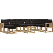 vidaXL Outdoor-Sofagarnitur 9 Stk. Weiß und Schwarz
