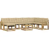 vidaXL Outdoor-Sofagarnitur 9 stk. Weiß und Beige