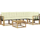 vidaXL Outdoor-Sofagarnitur 6 Stk. Weiß und Creme