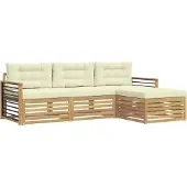 vidaXL Outdoor-Sofagarnitur 4 stk. Weiß und Creme Polyester
