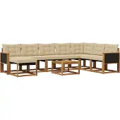vidaXL Outdoor-Sofagarnitur 9 Stk. Natur und Beige