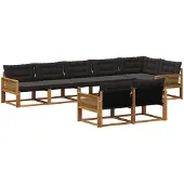 vidaXL Outdoor-Sofagarnitur 8 Stk. Natürlich und Schwarz