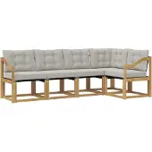 vidaXL Outdoor-Sofagarnitur mit Kissen 5 pcs Weiß und Hellgrau