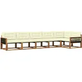 vidaXL Outdoor-Sofagarnitur mit Kissen 6 pcs Natur und Creme