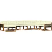 vidaXL Outdoor-Sofagarnitur mit Kissen 8 pcs Natur und Creme