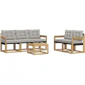vidaXL Outdoor-Sofagarnitur 6 Stk. Weiß und Hellgrau