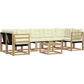 vidaXL Outdoor-Sofagarnitur 8 Stk. Weiß und Creme