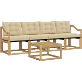 vidaXL Outdoor-Sofagarnitur 5 stk. Weiß und Beige