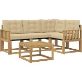 vidaXL Outdoor-Sofagarnitur 5 Stk. Weiß und Beige