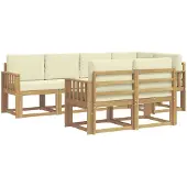 vidaXL Outdoor-Sofagarnitur 7 stk. Weiß und Creme Polyester