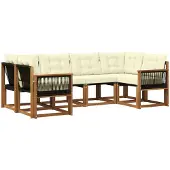 vidaXL Outdoor-Sofagarnitur 6 stk. Natur und Creme