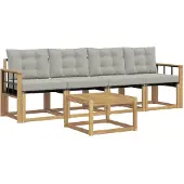vidaXL Outdoor-Sofagarnitur 5 stk. Weiß und Hellgrau