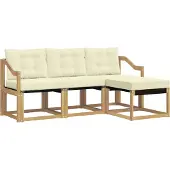 vidaXL Outdoor-Sofagarnitur 4 stk. Weiß und Creme
