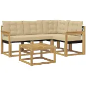 vidaXL Outdoor-Sofagarnitur 5 stk. Weiß und Beige