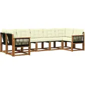 vidaXL Outdoor-Sofagarnitur mit Kissen 7 pcs Natur und Creme