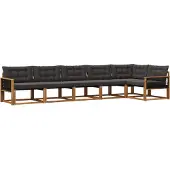 vidaXL Outdoor-Sofagarnitur mit Kissen 6 pcs Natürlich und Schwarz