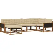 vidaXL Outdoor-Sofagarnitur mit Kissen 6 pcs Natur und Beige