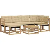 vidaXL Outdoor-Sofagarnitur 7 Stk. Weiß und Beige