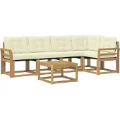 vidaXL Outdoor-Sofagarnitur mit Kissen 6 pcs Weiß und Creme