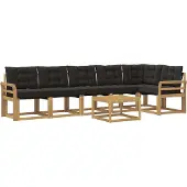 vidaXL Outdoor-Sofagarnitur 7 stk. Weiß und Schwarz