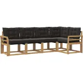 vidaXL Outdoor-Sofagarnitur 5 Stk. Weiß und Schwarz
