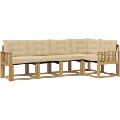 vidaXL Outdoor-Sofagarnitur mit Kissen 5 pcs Weiß und Beige