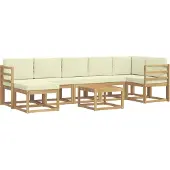 vidaXL Outdoor-Sofagarnitur mit Kissen 8 pcs Weiß und Creme Polyester