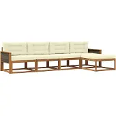 vidaXL Outdoor-Sofagarnitur mit Kissen 5 pcs Natur und Creme