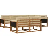 vidaXL Outdoor-Sofagarnitur mit Kissen 7 pcs Natur und Beige