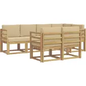 vidaXL Outdoor-Sofagarnitur 7 Stk. Weiß und Beige Polyester